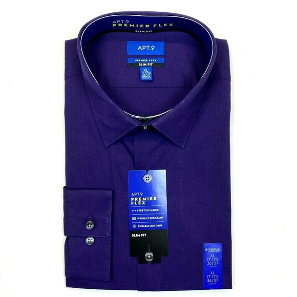Apt. 9 Shirts Mens Apt 9 Premier Flex Slimfit Dress Shirt Plum Grove Xl 7175 3637 Poshmark
